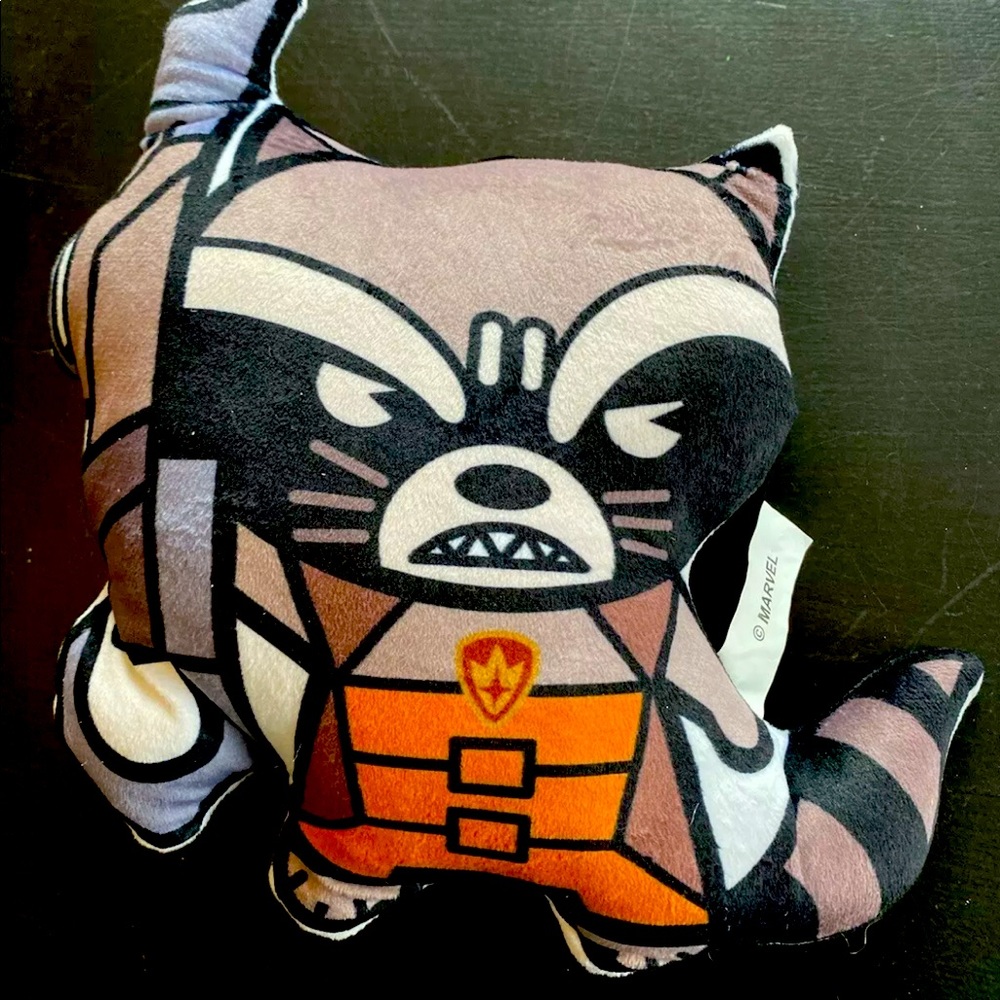 DOG TOY PLUSH pillow KAWAII ROCKET RACCOON ANGRY POSE
9”